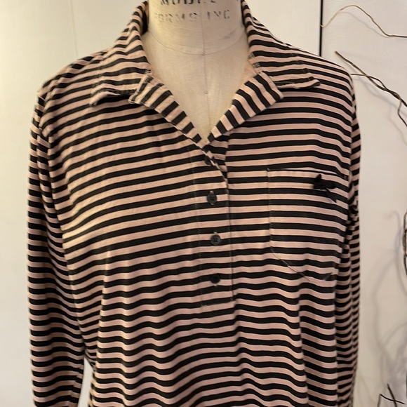 Maidenform striped long sleeve button down tunic - Picture 2 of 7